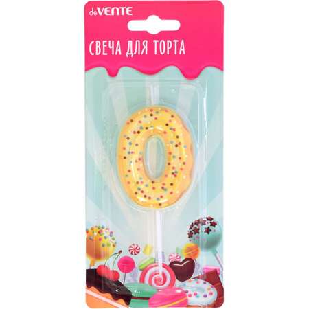 Свеча-цифра для торта deVENTE Donut 0, размер свечки 5,9x4,4x1 см, с 3D декором