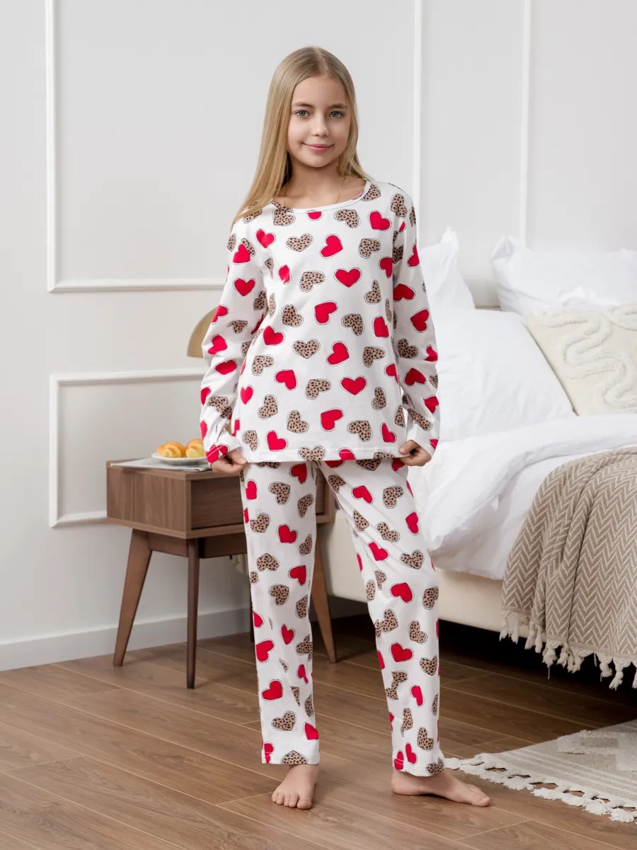 Пижама NATIVIA ПДТ/сердечкилеопардкрасные - фото 1