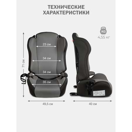 Автокресло SIGER Кросс Fix Isofix 2/3 (15-36 кг) серый