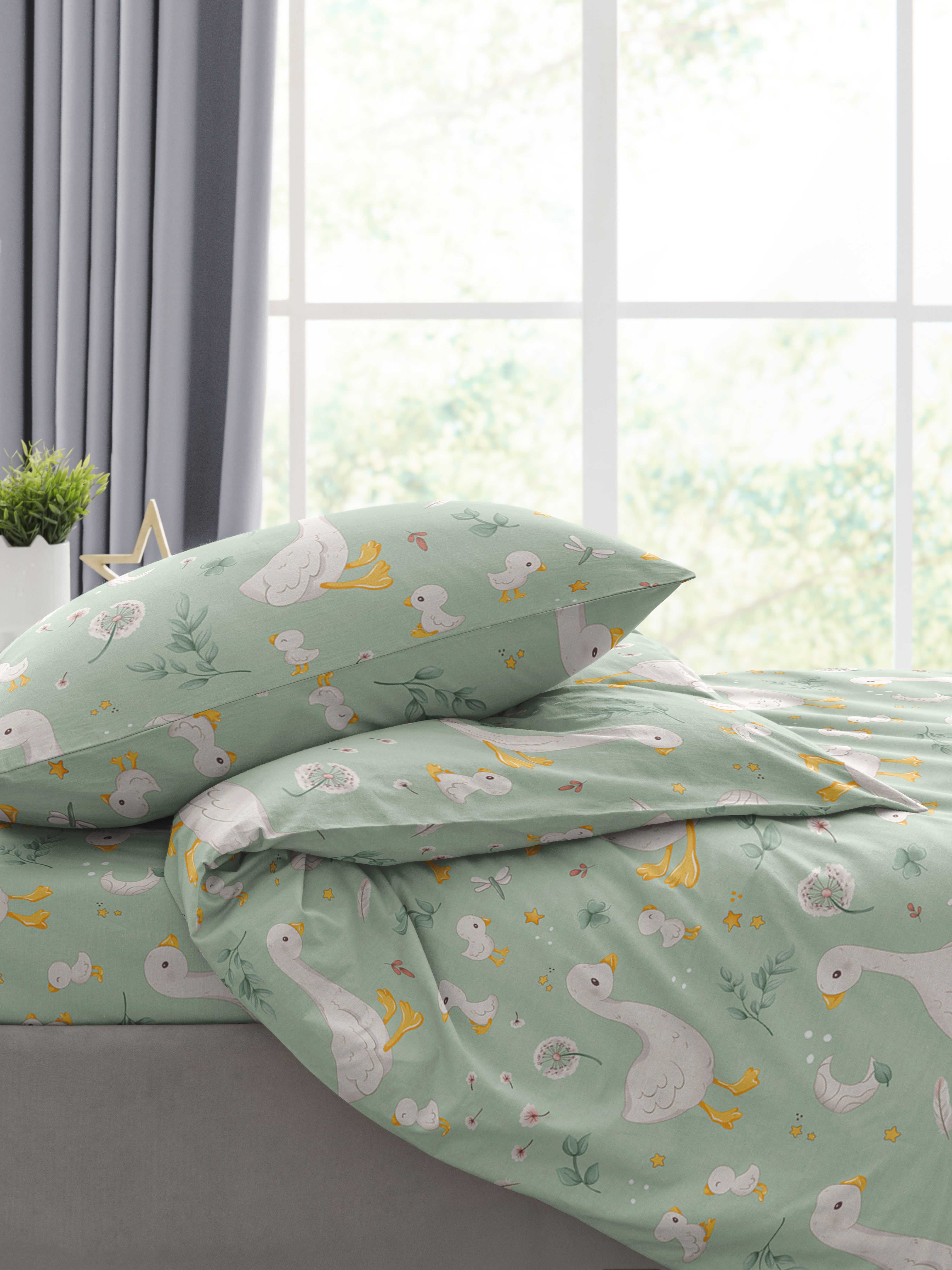 Комплект постельного белья Ночь Нежна Гусяточки полутораспальный 3 предм. - фото 9