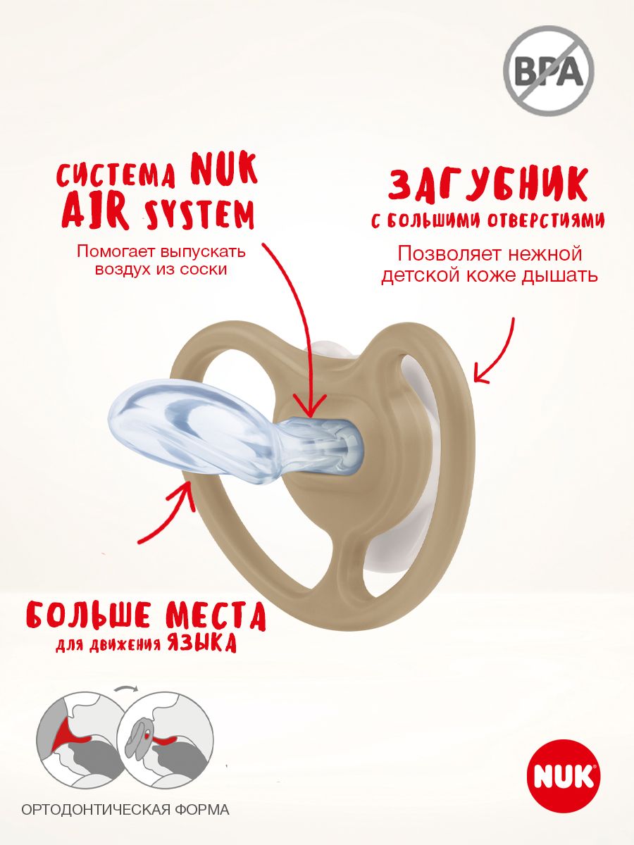 Пустышка Nuk силикон ортодонтическая от 0 мес. - фото 3