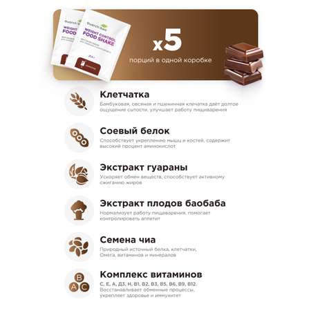 Многокомпонентный препарат Guarchibao Фитококтейль белковый шоколад