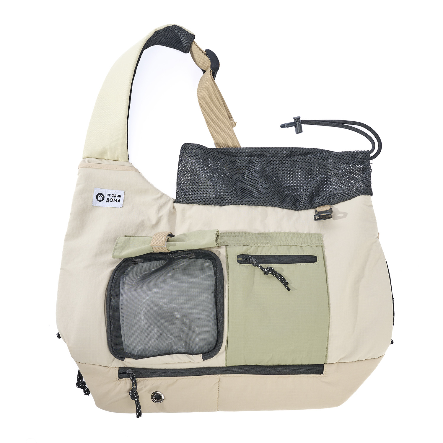 Переноска-слинг для животных Не один дома Street 40*20*35см бежево-зеленый - фото 1