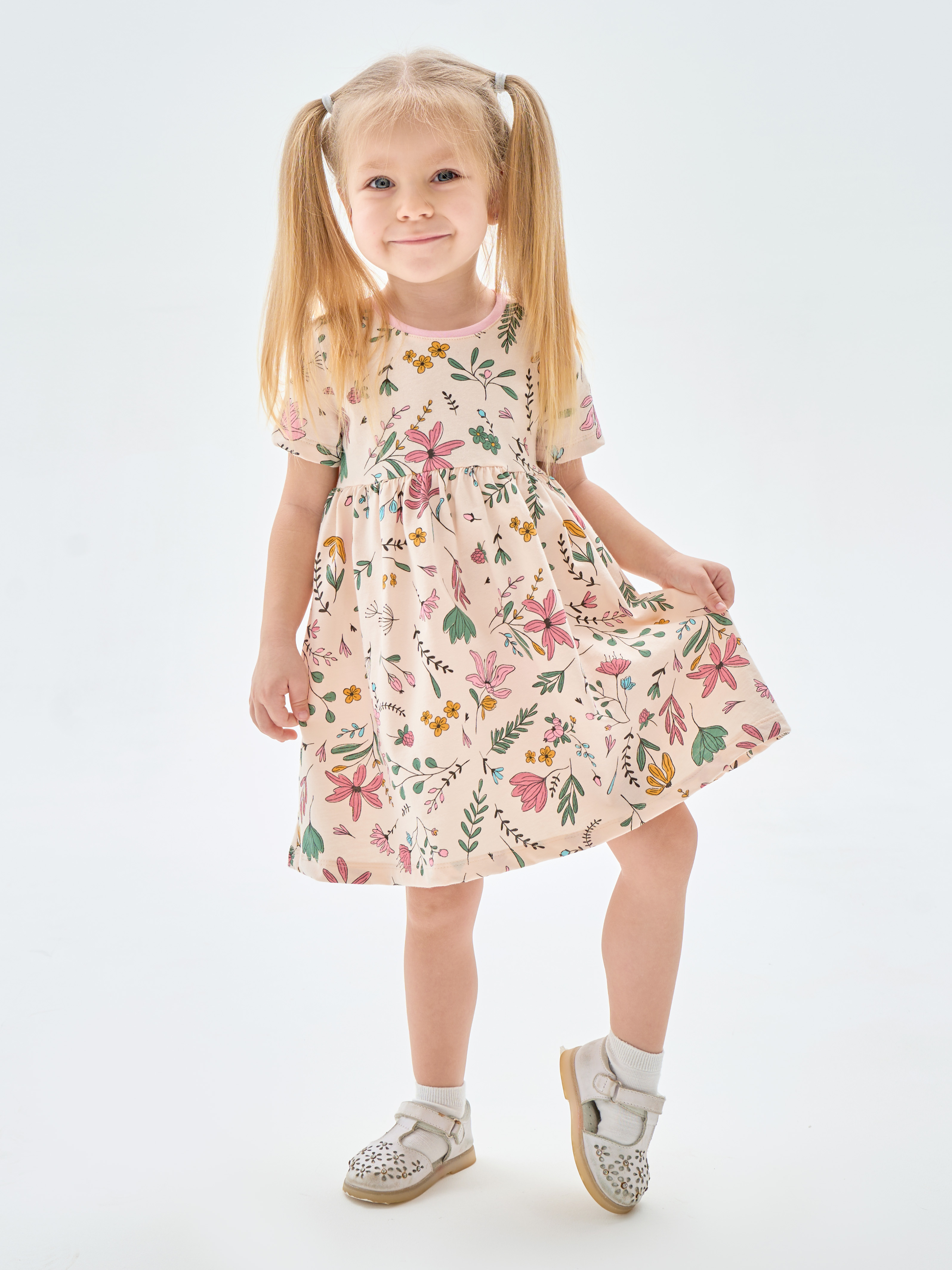 Платье LEVA платье для девочки с коротким рукавом_цветочный сад - фото 1
