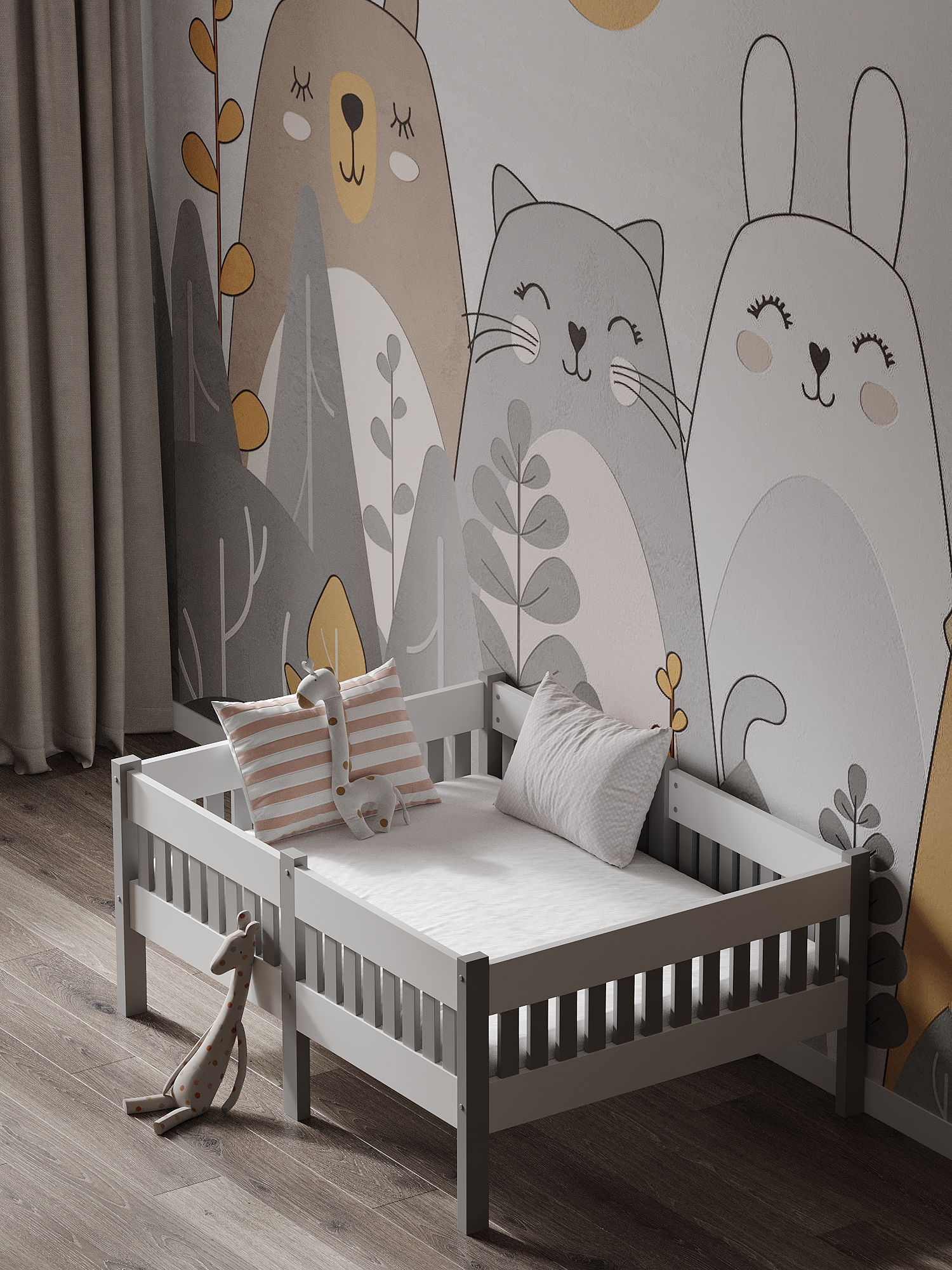 Кровать подростковая Moms charm Бортики (белый, серый) - фото 9