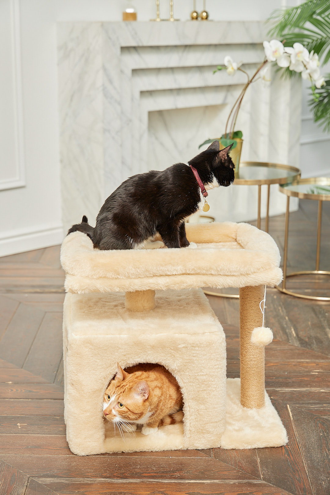 Домик для кошки с когтеточкой Pet БМФ Бежевый - фото 2
