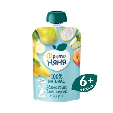 Пюре ФрутоНяня Яблоко-груша-банан-персик с йогуртом с 6 мес 90 г