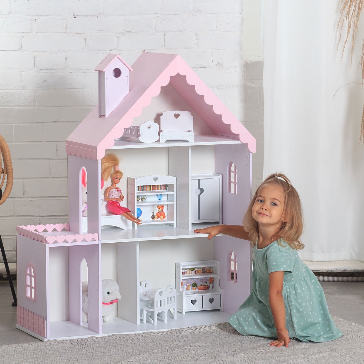 Домик для кукол Pema kids 004088 Снежана лилово-розовый - фото 2