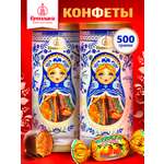 Конфеты Курага в глазури Кремлина в подарочном наборе Гжель 2 тубы по 250гр