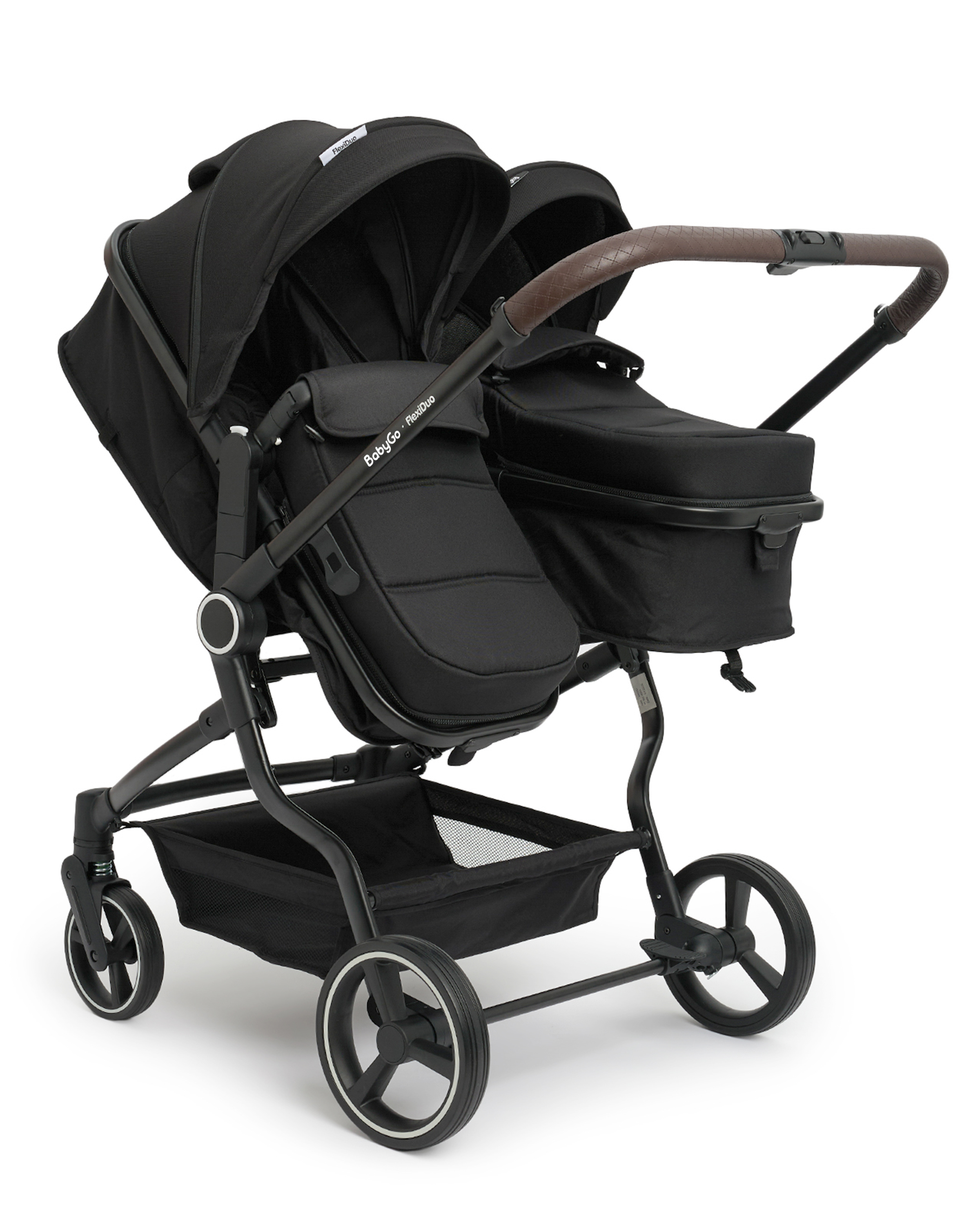 Коляска прогулочная для двойни BabyGo Flexi Duo New черный - фото 9