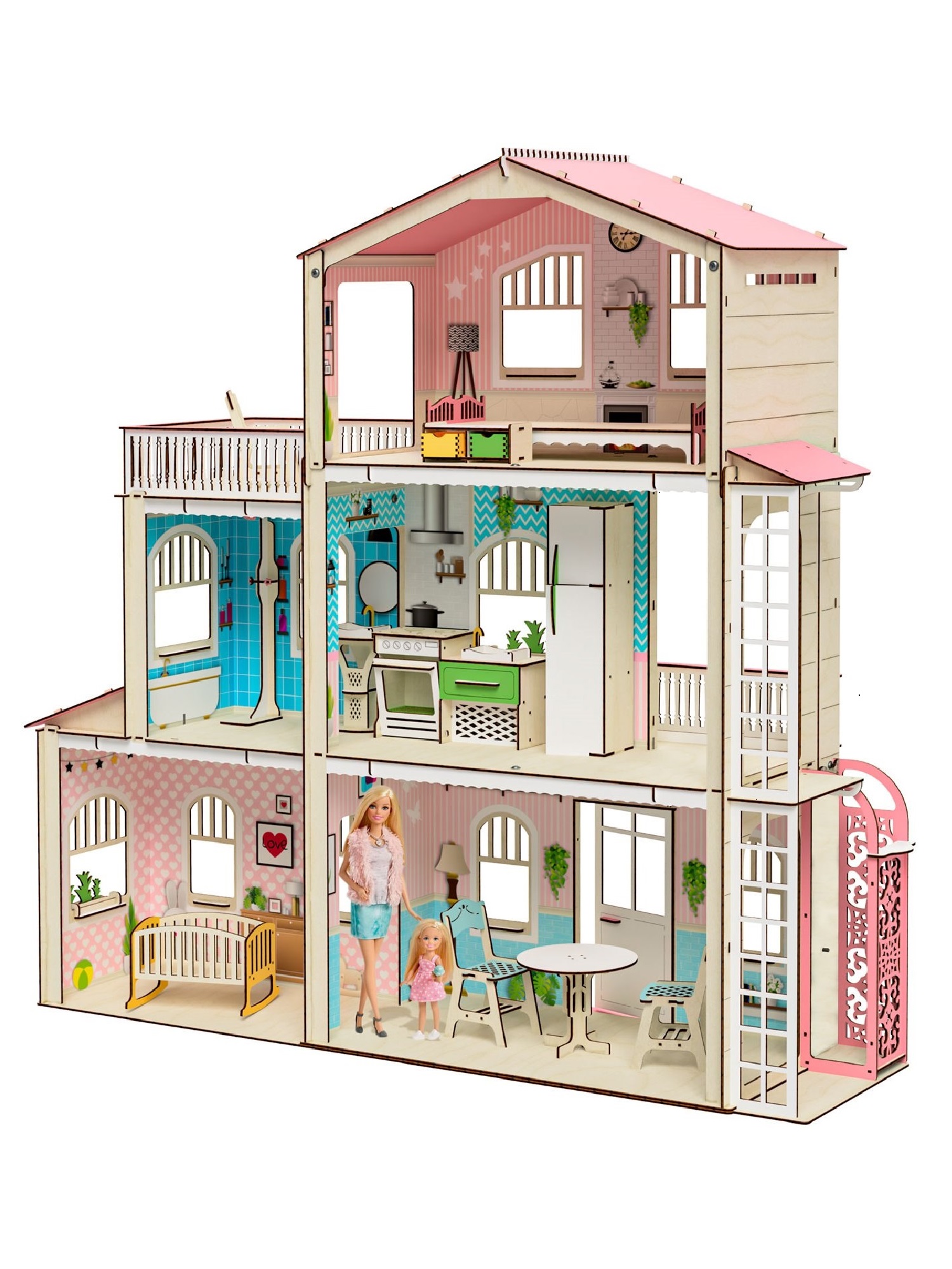Домик для кукол M-WOOD с мебелью 3023_3 - фото 6