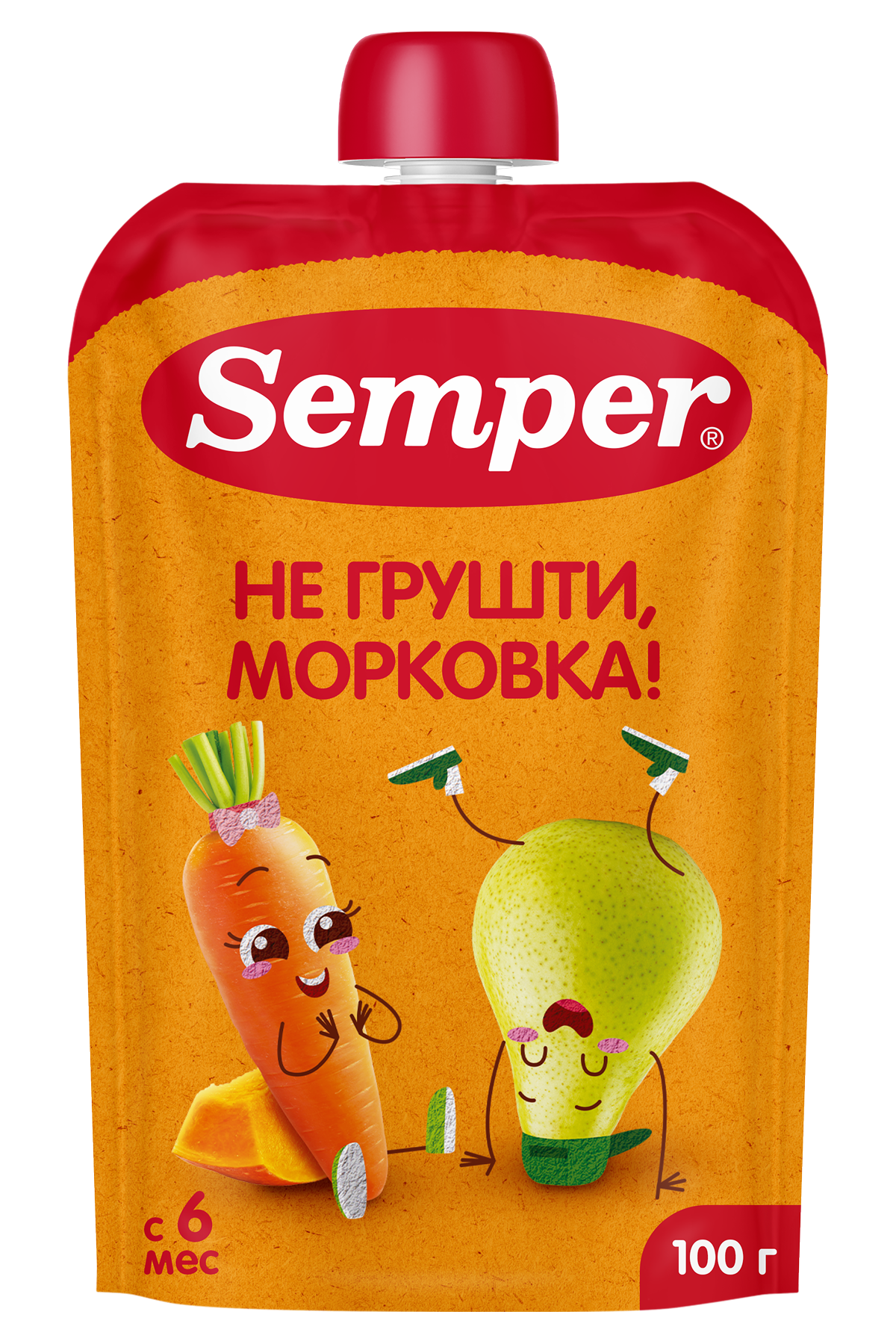 Изображение товара Пюре Semper Яблоко-груша-морковь-тыква с 6 мес 100 г Изображение товара Пюре Semper Яблоко-груша-морковь-тыква с 6 мес 100 г