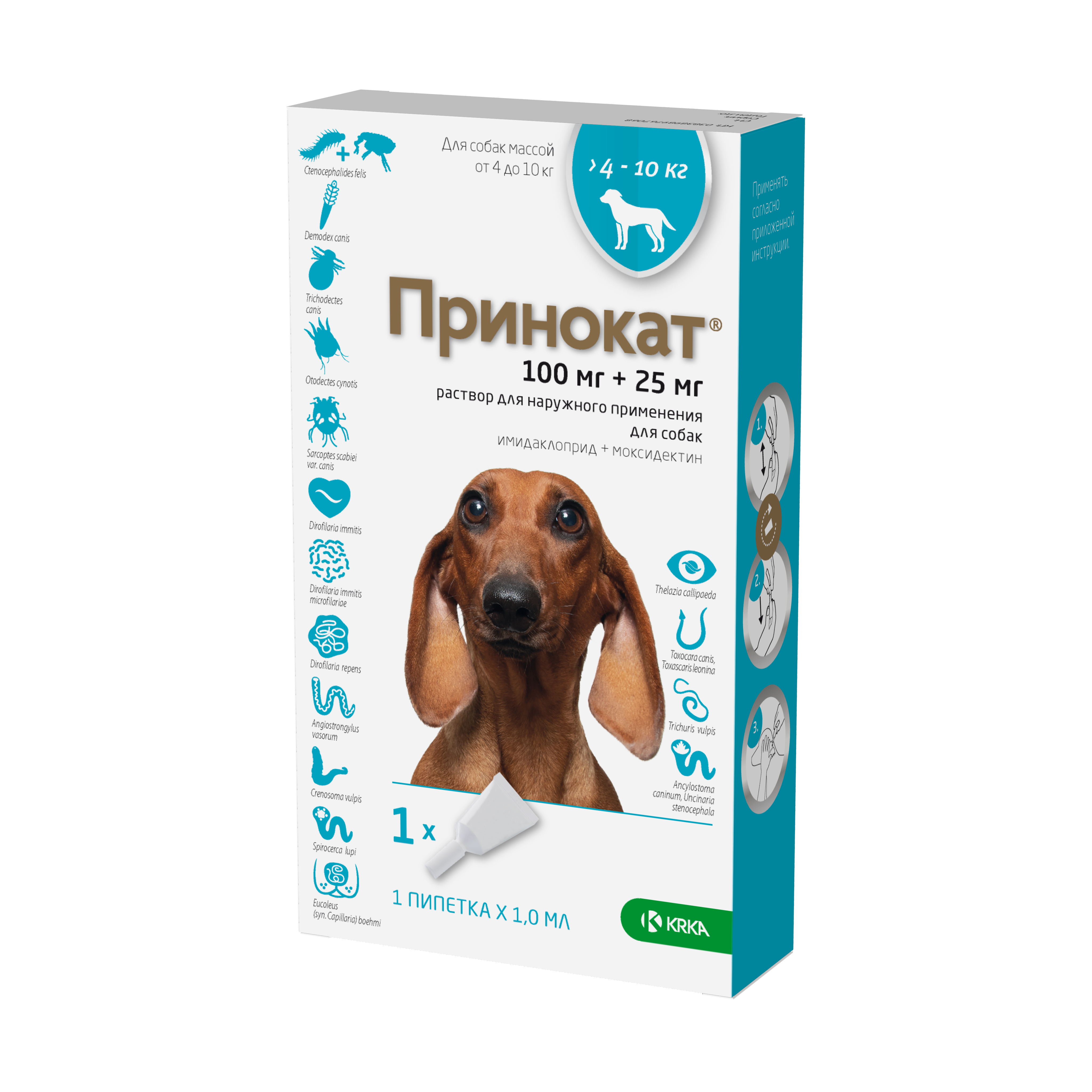 Капли на холку KRKA Принокат для собак до 4-10кг 100мг - фото 1