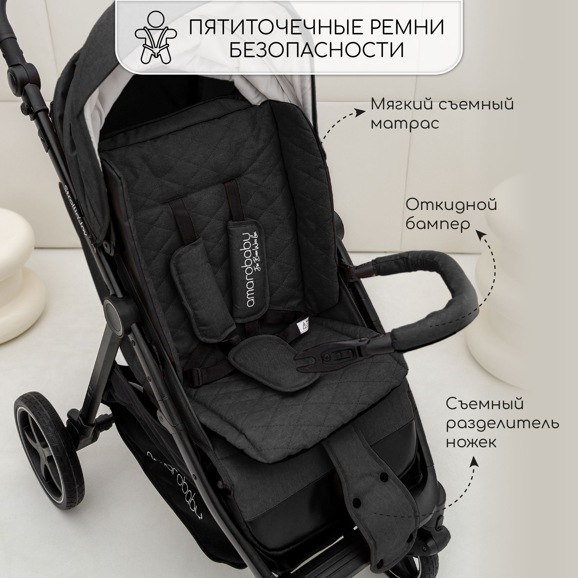 Коляска прогулочная Amarobaby Strollin Joy - фото 7