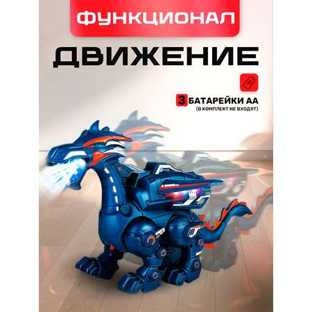 Динозавр РУ SHARKTOYS ходит и дышит паром синий