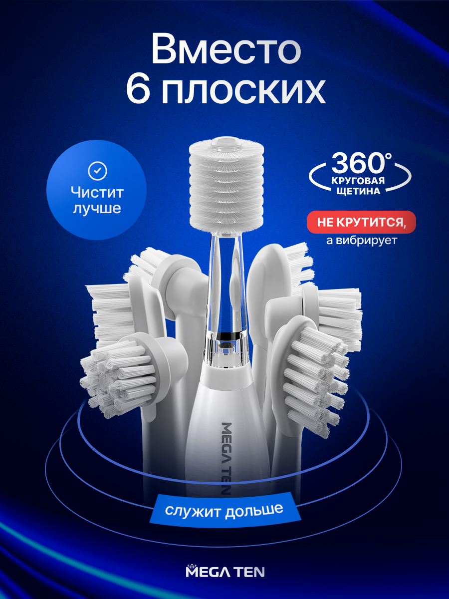 Зубная щетка электрическая Mega Ten kids sonic от 12 лет 1 шт. - фото 5