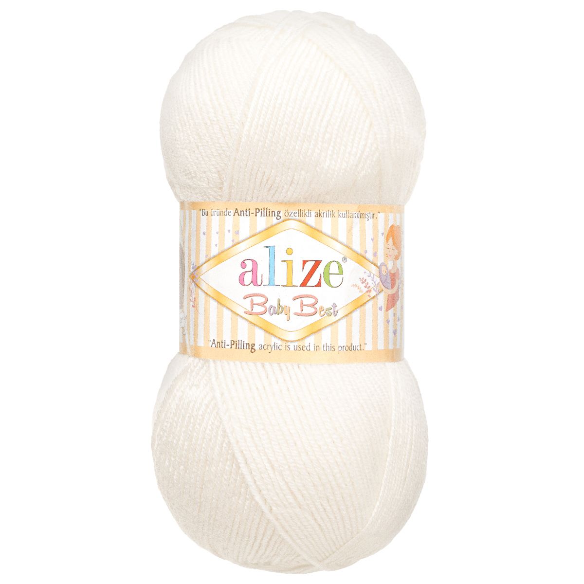 Пряжа для вязания Alize baby best бамбук акрил с эффектом антипиллинг 100 г 240 м 55 белый 5 мотков - фото 4