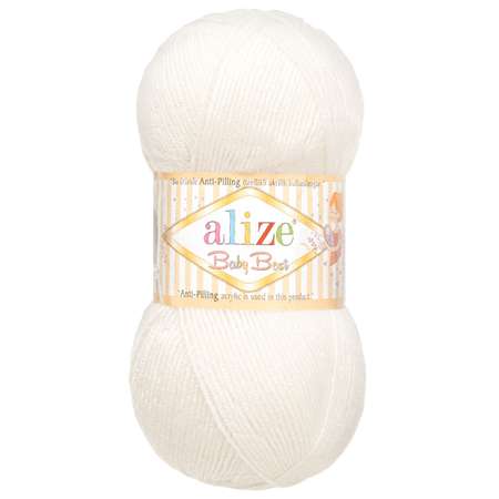 Пряжа для вязания Alize baby best бамбук акрил с эффектом антипиллинг 100 г 240 м 55 белый 5 мотков