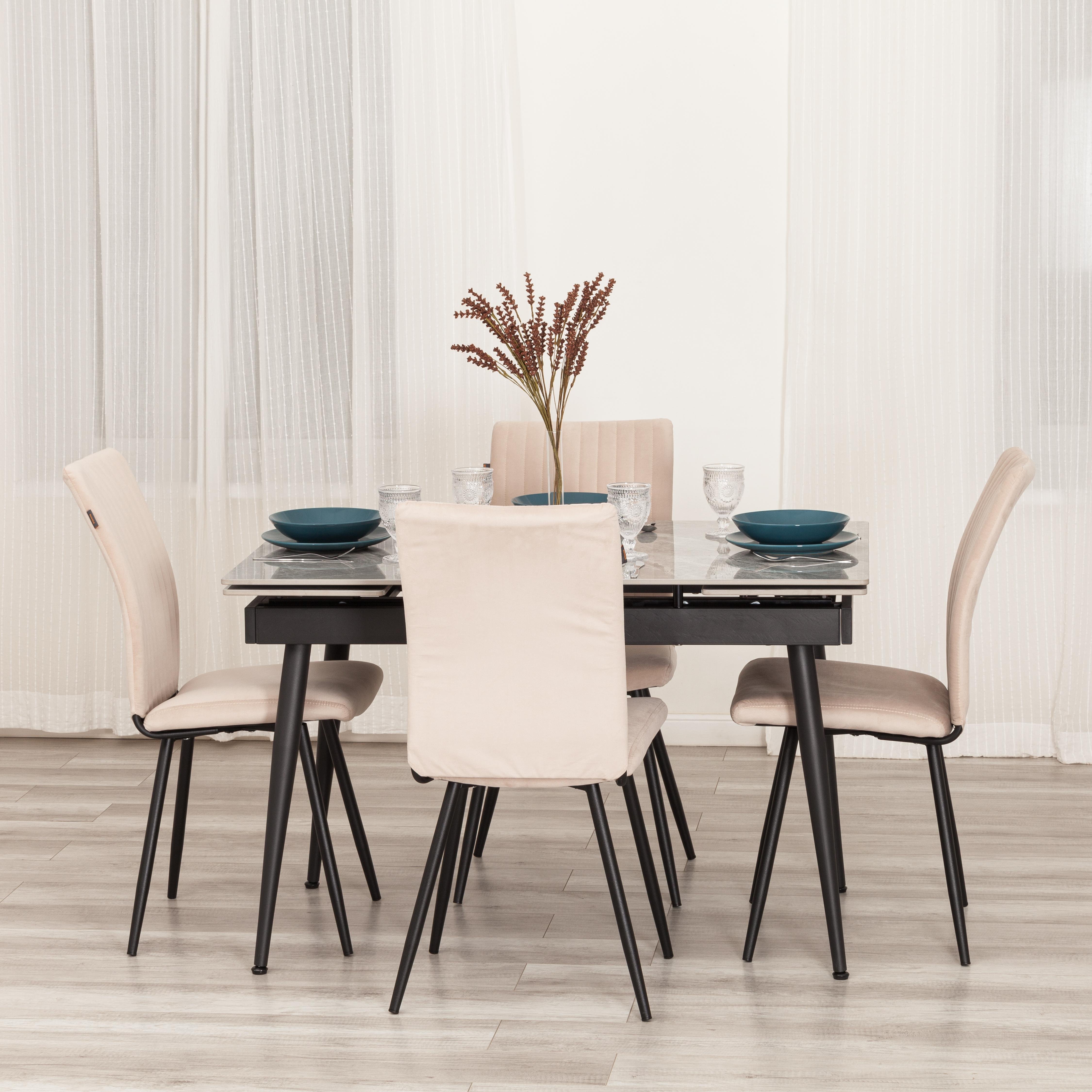 Стул TETCHAIR велюр бежевый/черный 1 шт. - фото 2