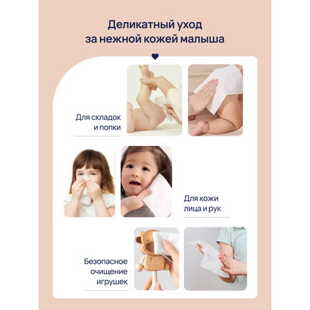 Бумажные полотенца Bebetour для снятия макияжа 70 шт.