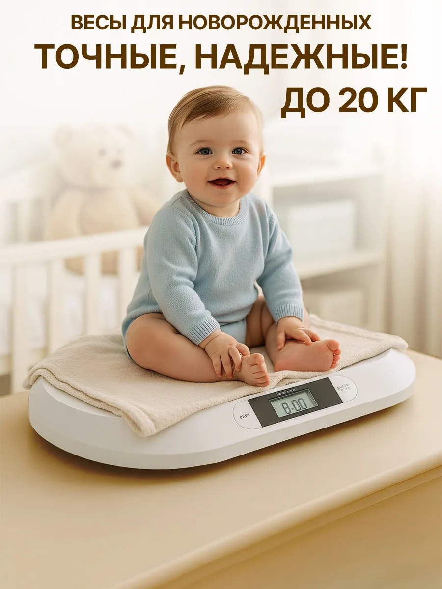 Изображение товара Электронные весы для новорожденных CASTLELADY до 20 кг с ЖК дисплеем и функцией тарирования