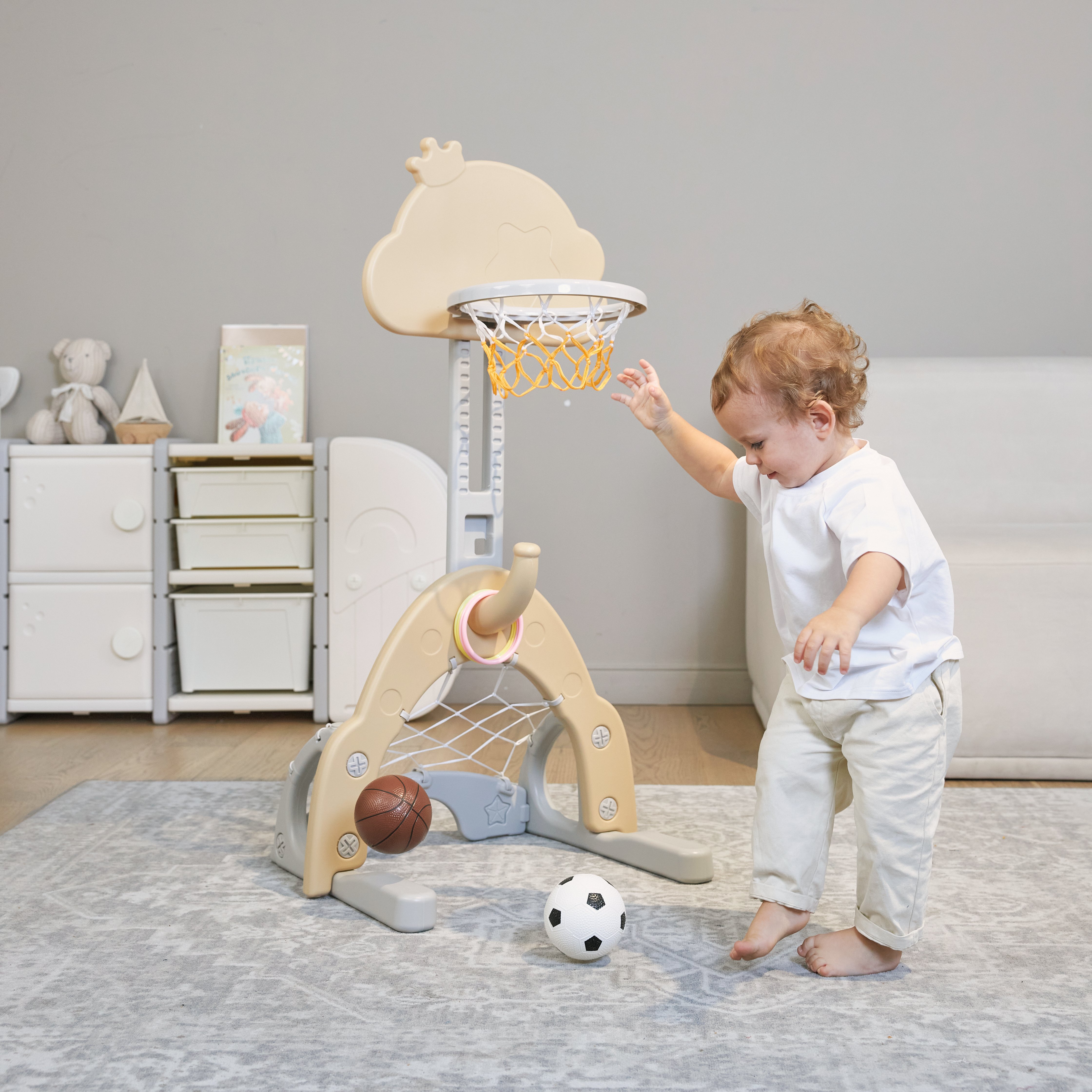 Баскетбольная стойка детская UNIX Kids Star сamel 2в1 для дома и улицы хоккейные футбольные ворота - фото 16