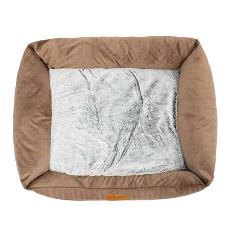 Лежанка Barbaks XL 75*60*19см прямоугольная однотонная с бортиком и съемной подушкой коричневая