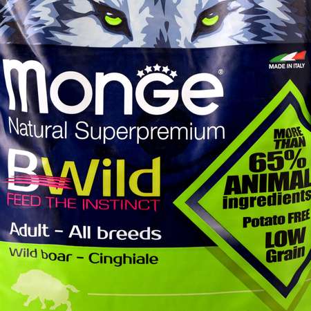 Корм для собак MONGE Bwild Dog Boar взрослых всех пород с мясом дикого кабана сухой 7.5кг