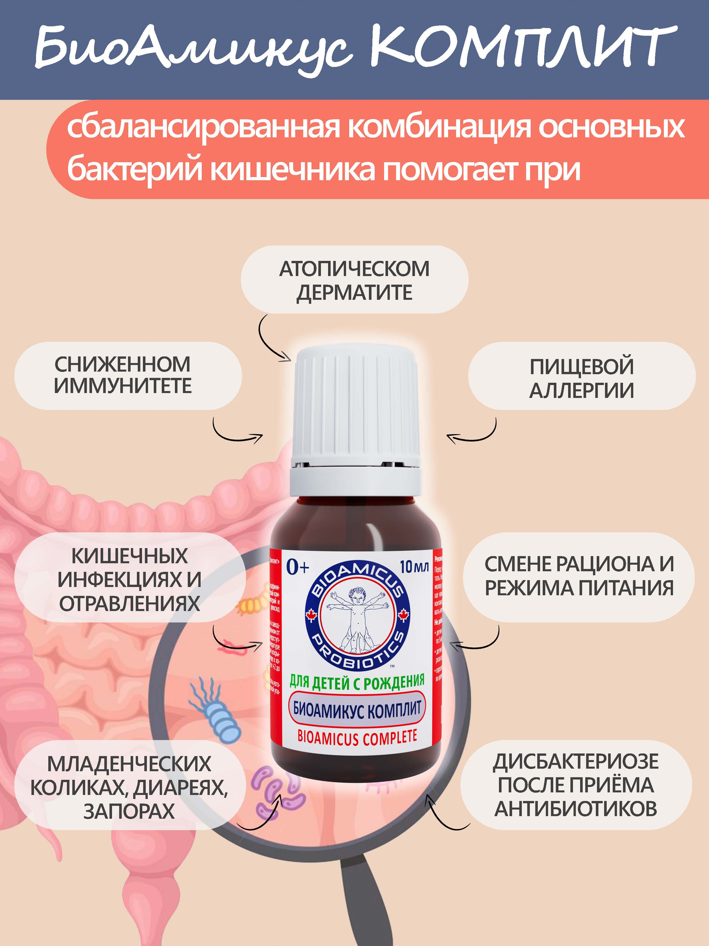 Пробиотик Комплит для детей BioAmicus с рождения от колик 9 штаммов 10 мл - фото 5
