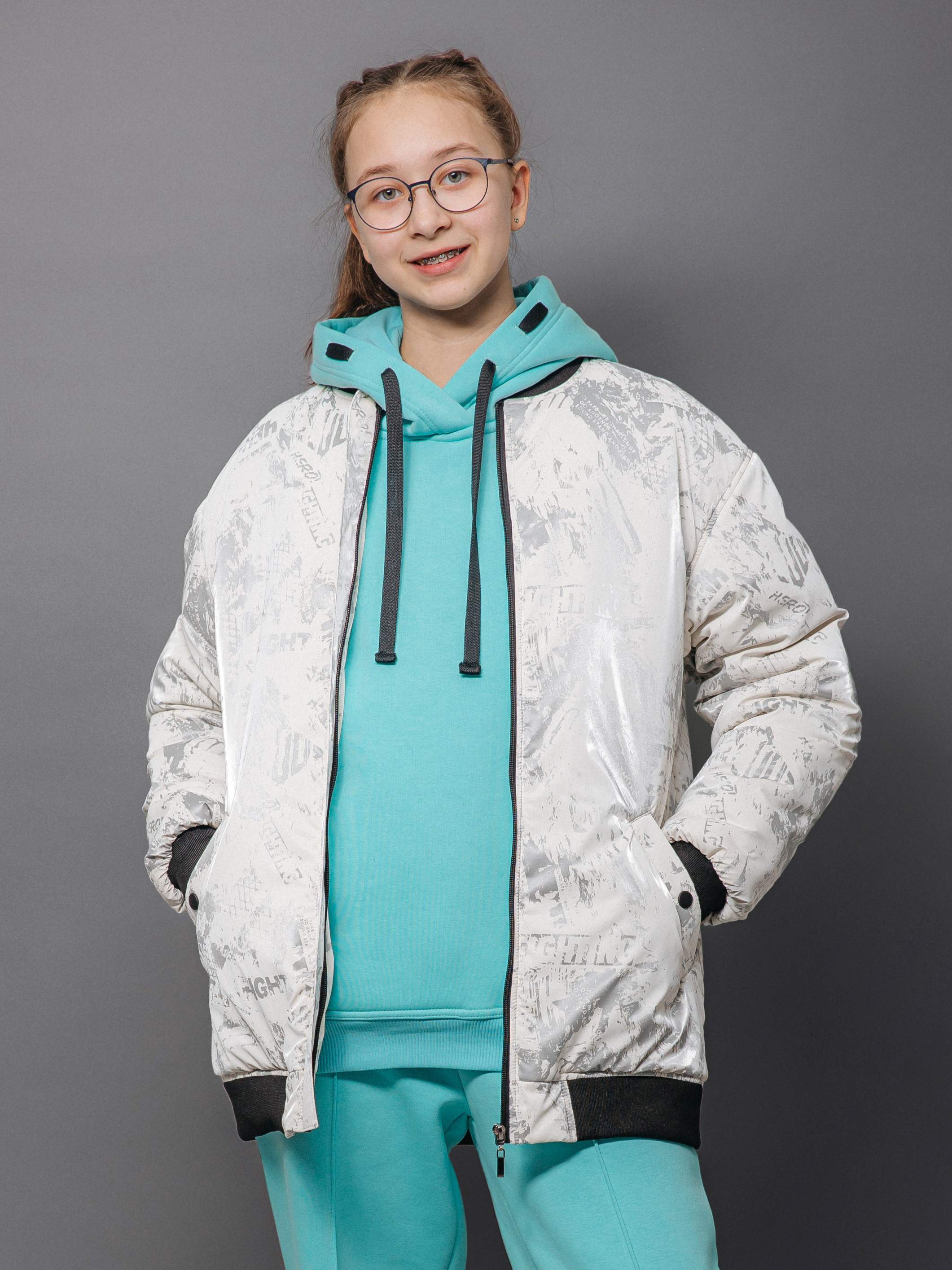 Бомбер Аврора 1043-Д/белый-принт - фото 1