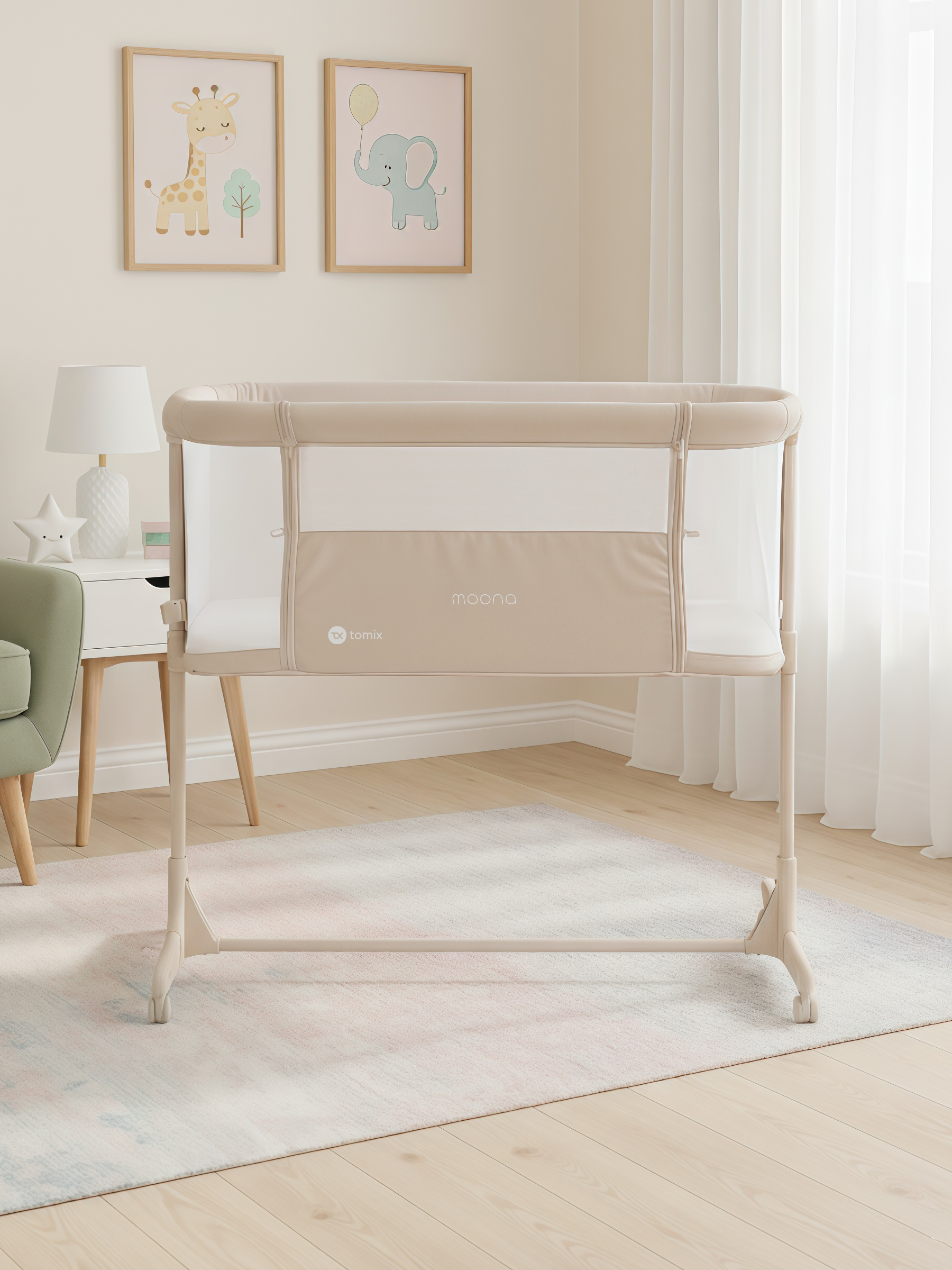 Детская кроватка Tomix Moona прямоугольная, без маятника (бежевый) - фото 13