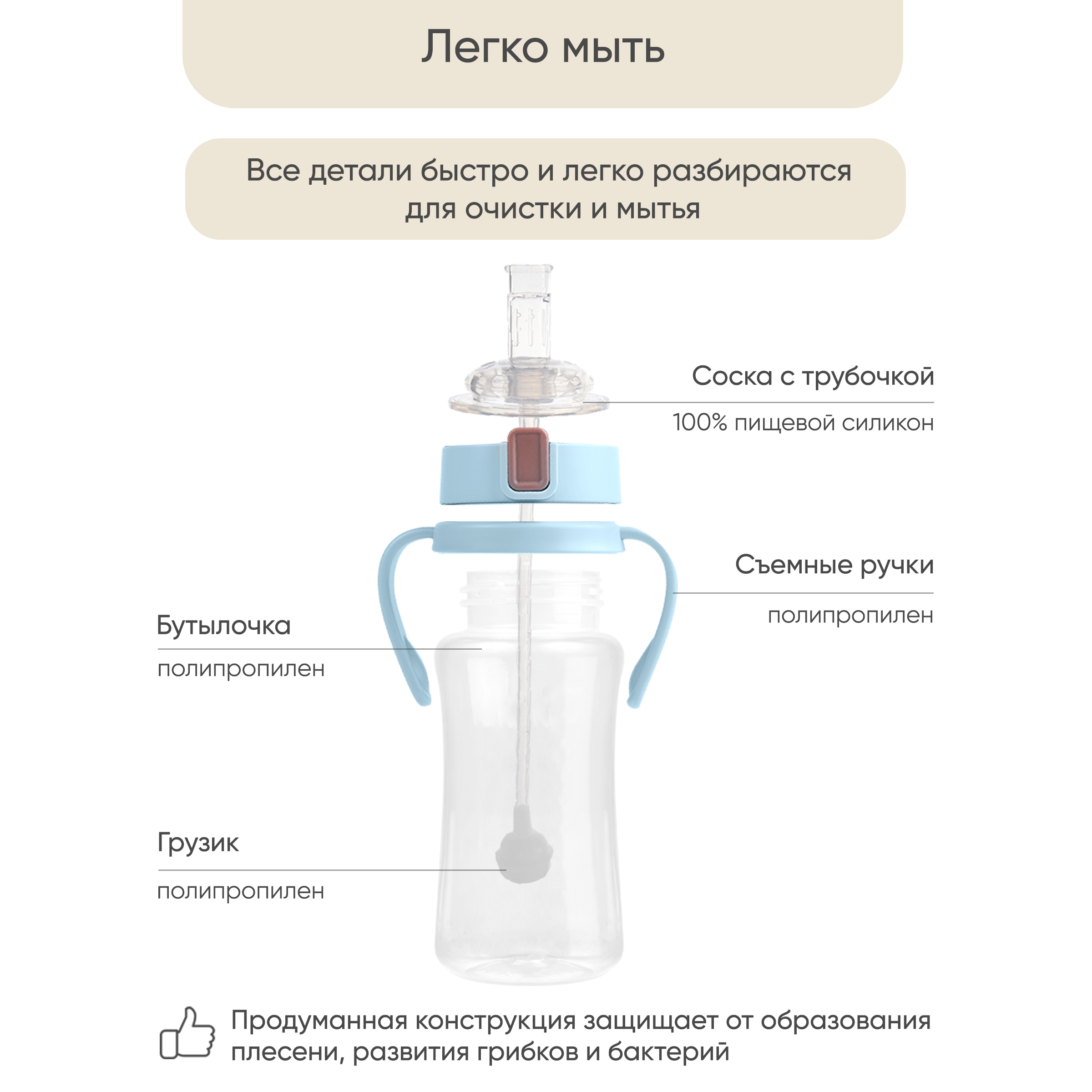 Поильник Paomma 300 мл в ассортименте - фото 2