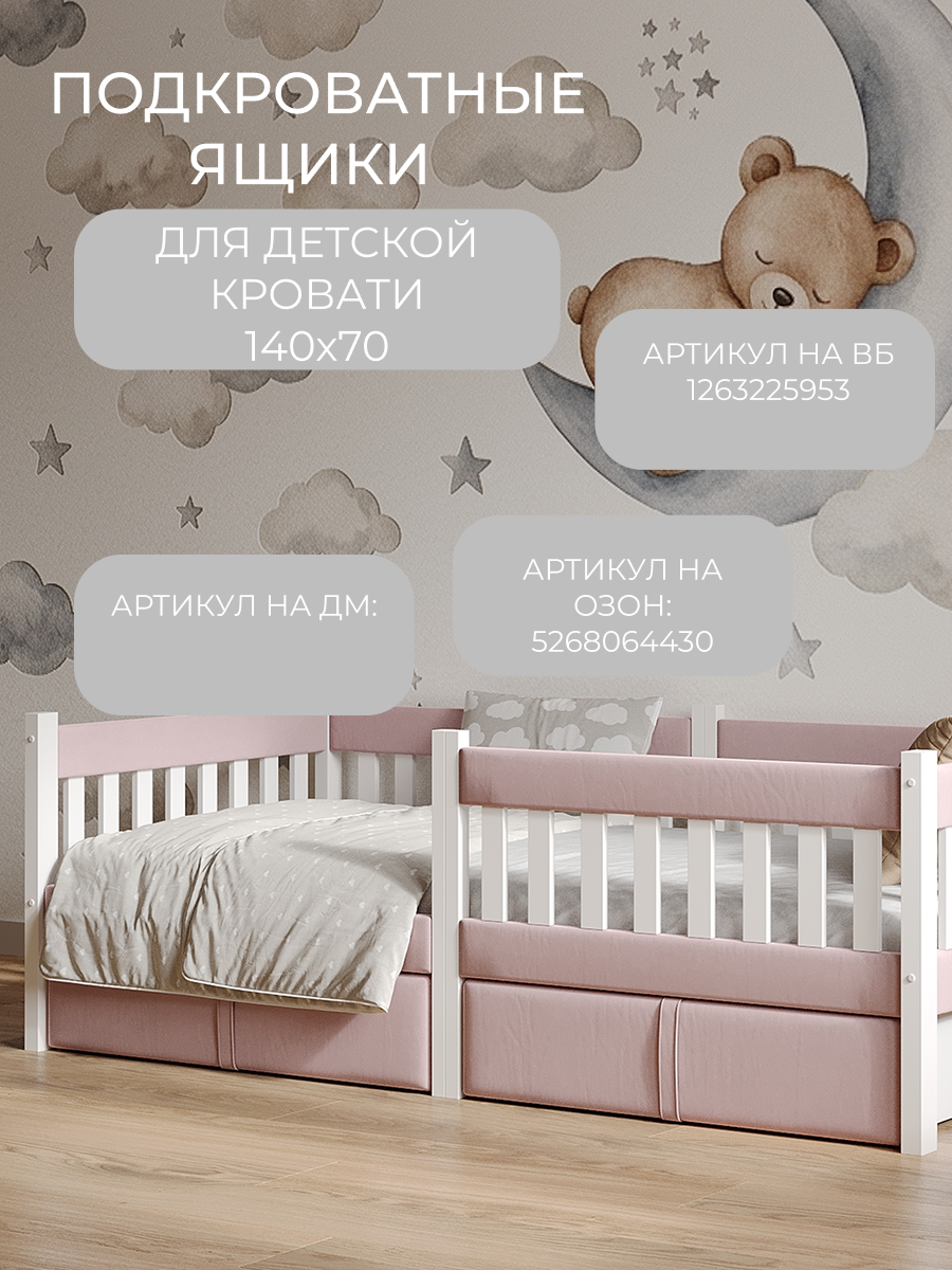 Кровать односпальная Мамина прелесть с мягкими бортиками 140х70см (розовый) - фото 7