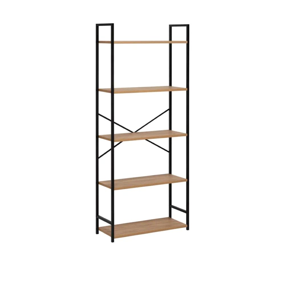 Стеллаж Leset Стилвуд 25 широкий 5 полок Черный/Дуб крафт золотой - фото 3