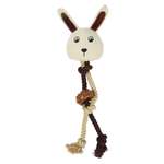 Игрушка для собак Barbaks Заяц Ануфрий мягкий с пищалкой и канатиком 45*10см