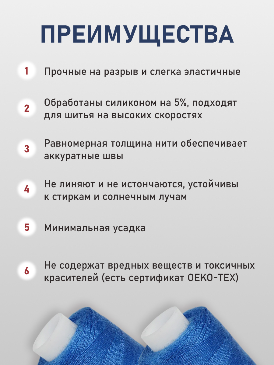 Нитки Bestex 40/2 400 ярд 10 шт 088 светлый васильковый - фото 3