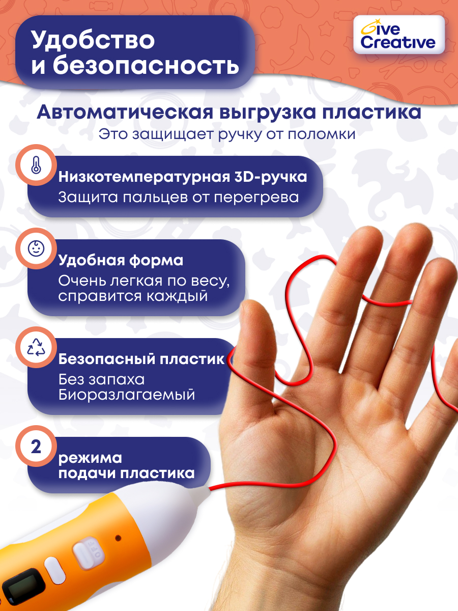 3D ручка Give Creative беспроводная в ассортименте - фото 6