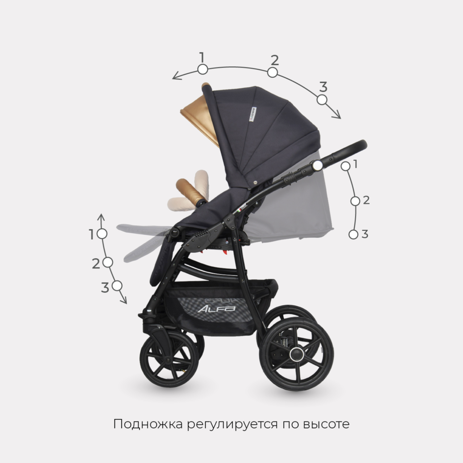 Коляска 3в1 Riko Basic Alfa Ecco - фото 5