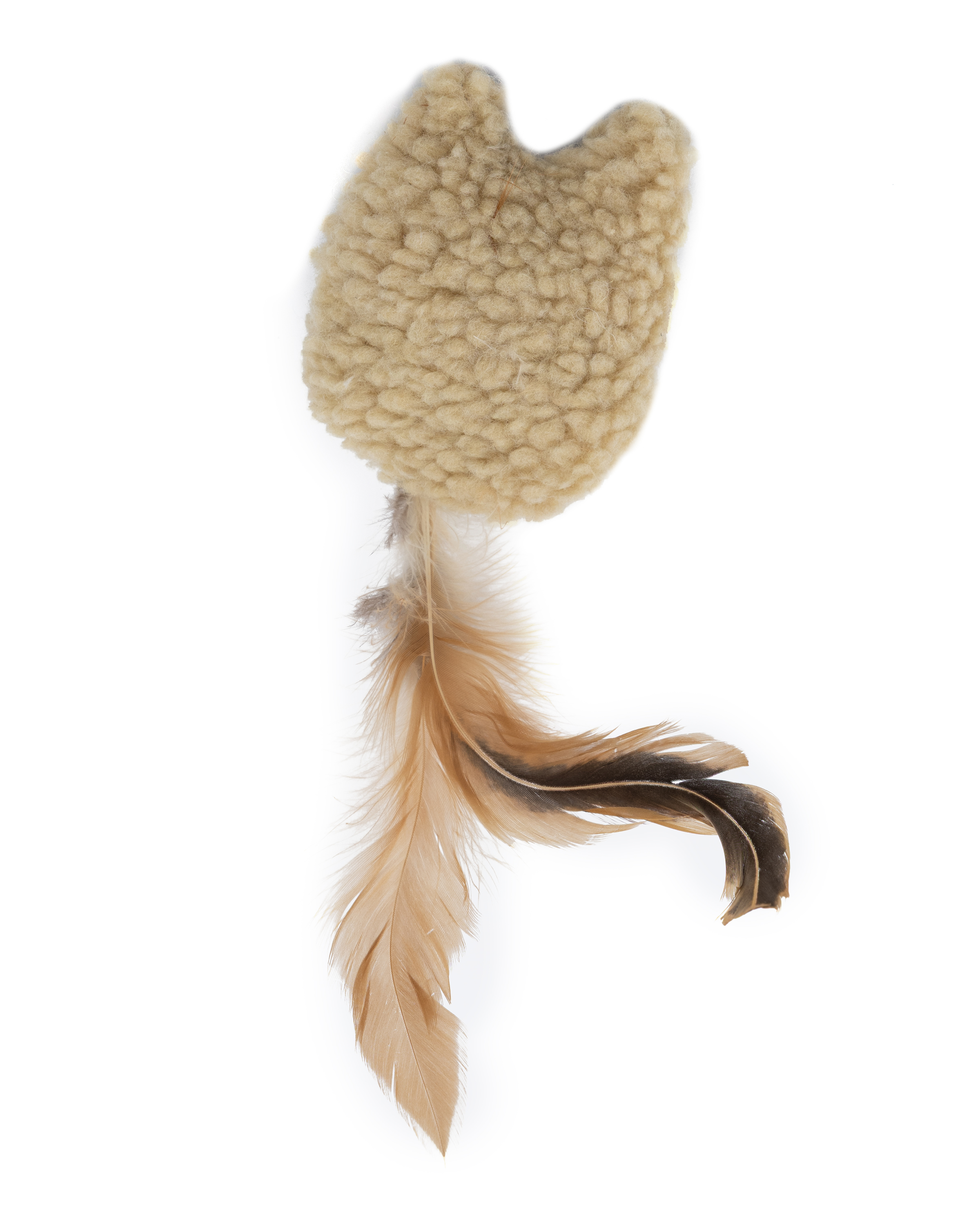 Игрушка для кошек Barbaks Сова с натуральным пером коричневая с кошачьей мятой 9см - фото 4