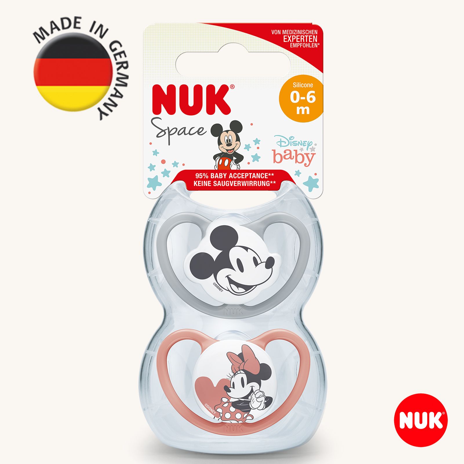 Пустышка Nuk силикон ортодонтическая от 0 мес. 2 шт. - фото 1