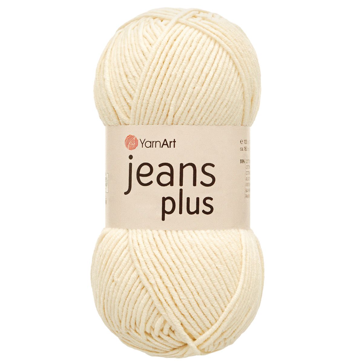 Пряжа YarnArt Jeans Plus объемная летняя 100 г 160 м 03 молочный 5 мотков - фото 3