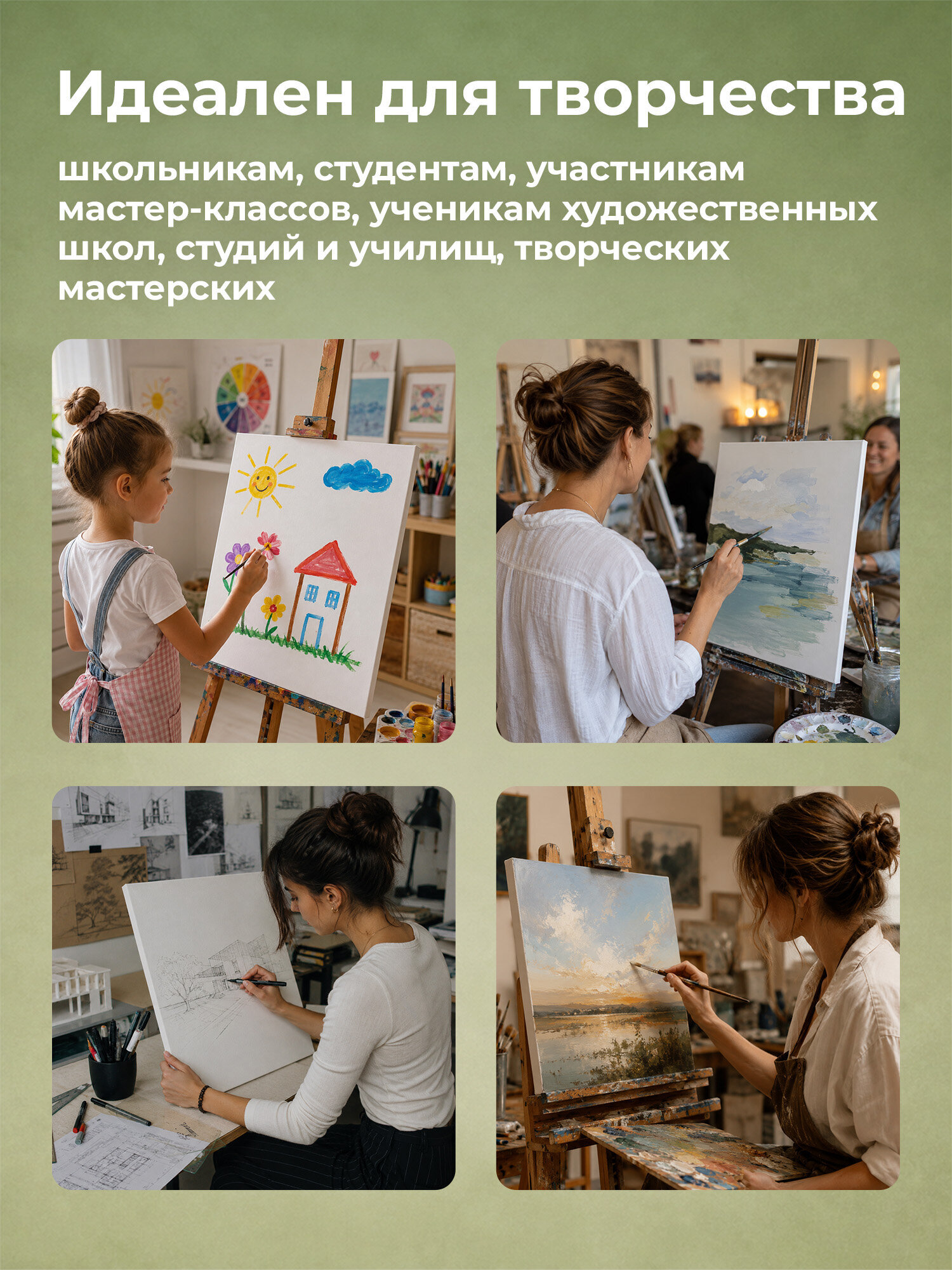 Холст для рисования Brauberg на подрамнике 40х50 см грунтованный 100% хлопок - фото 8