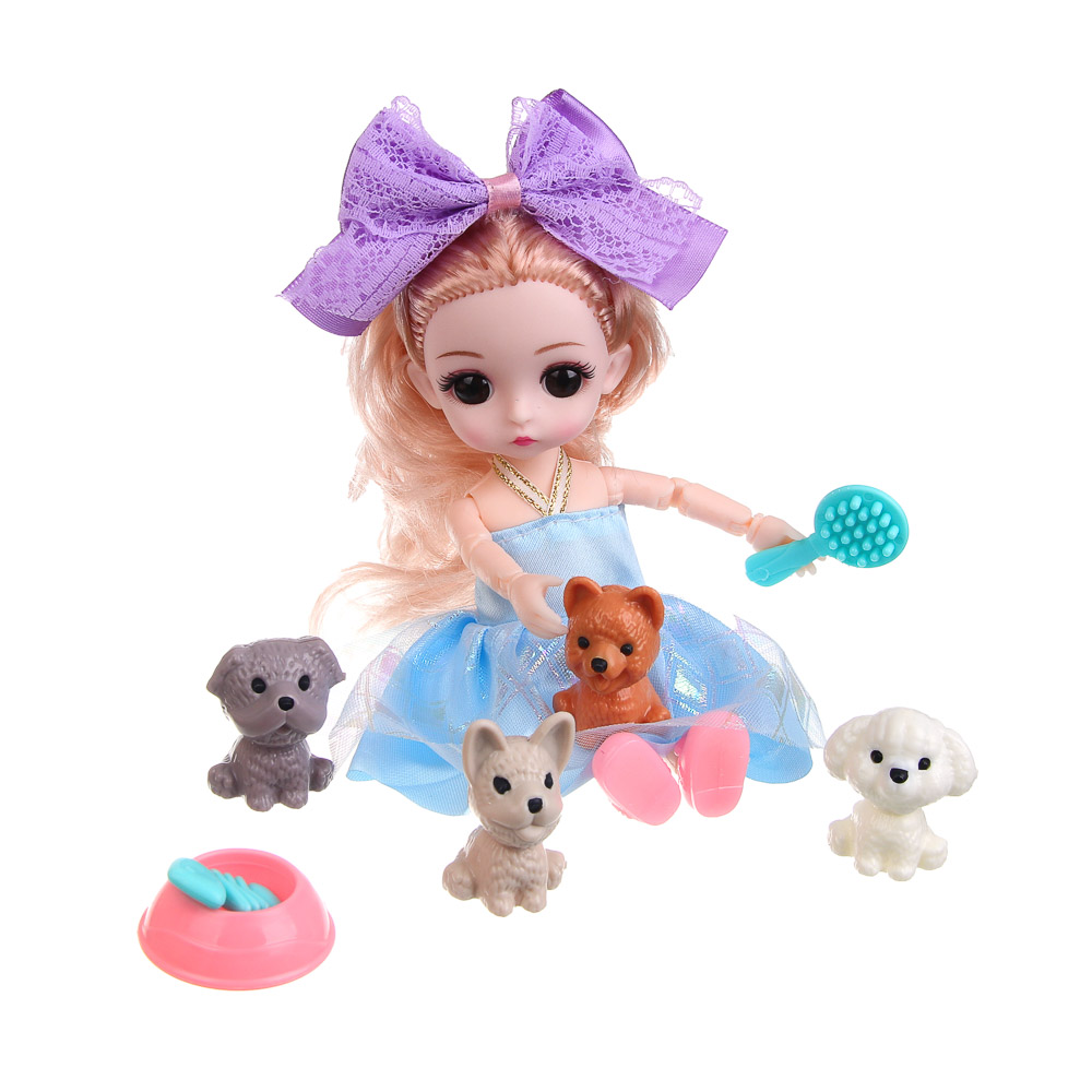 Кукла мини Игроленд с аксессуарами и питомцами высота 15 см 436-157 - фото 4