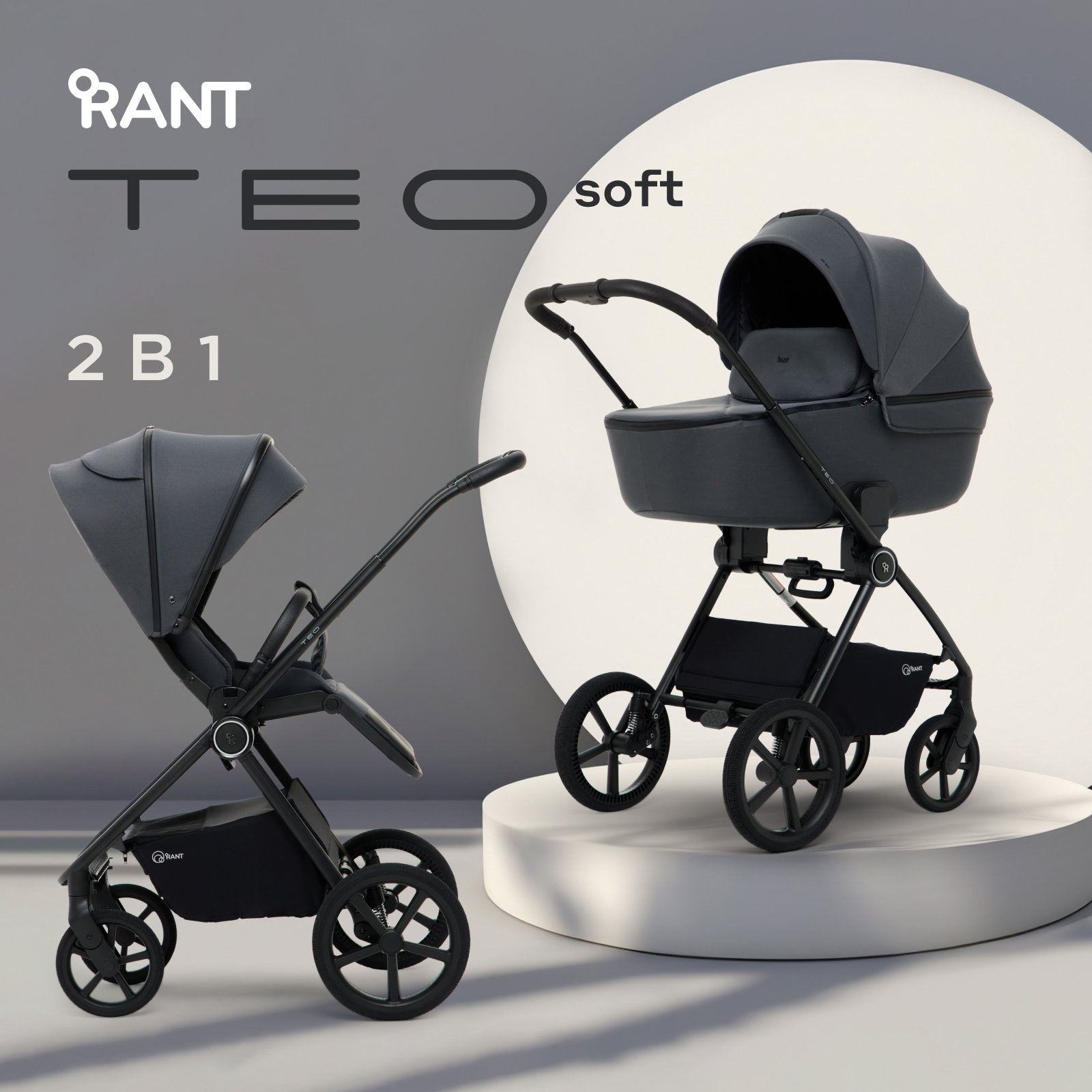 Коляска 2в1 Rant Teo Soft серый - фото 1