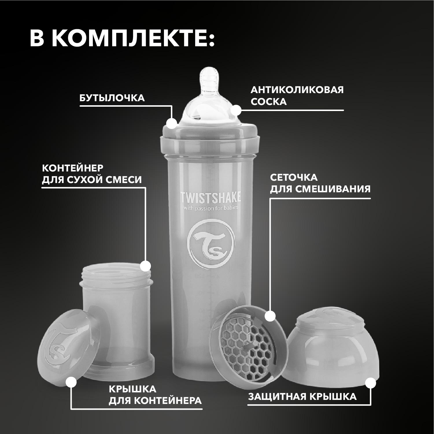 Бутылочка Twistshake Anti-Colic 330 мл 1 шт. - фото 2