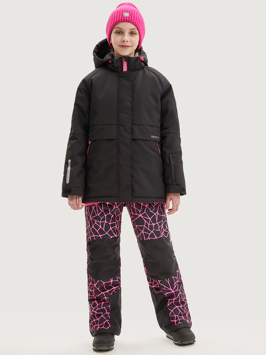 Куртка и полукомбинезон NIKASTYLE 7з3225 черный/фуксия - фото 1