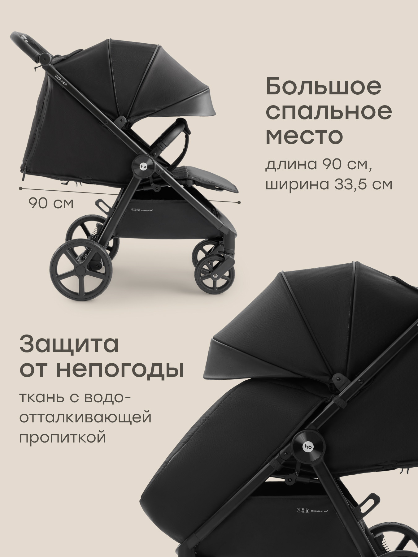 Коляска прогулочная Happy Baby SENSA черный - фото 3