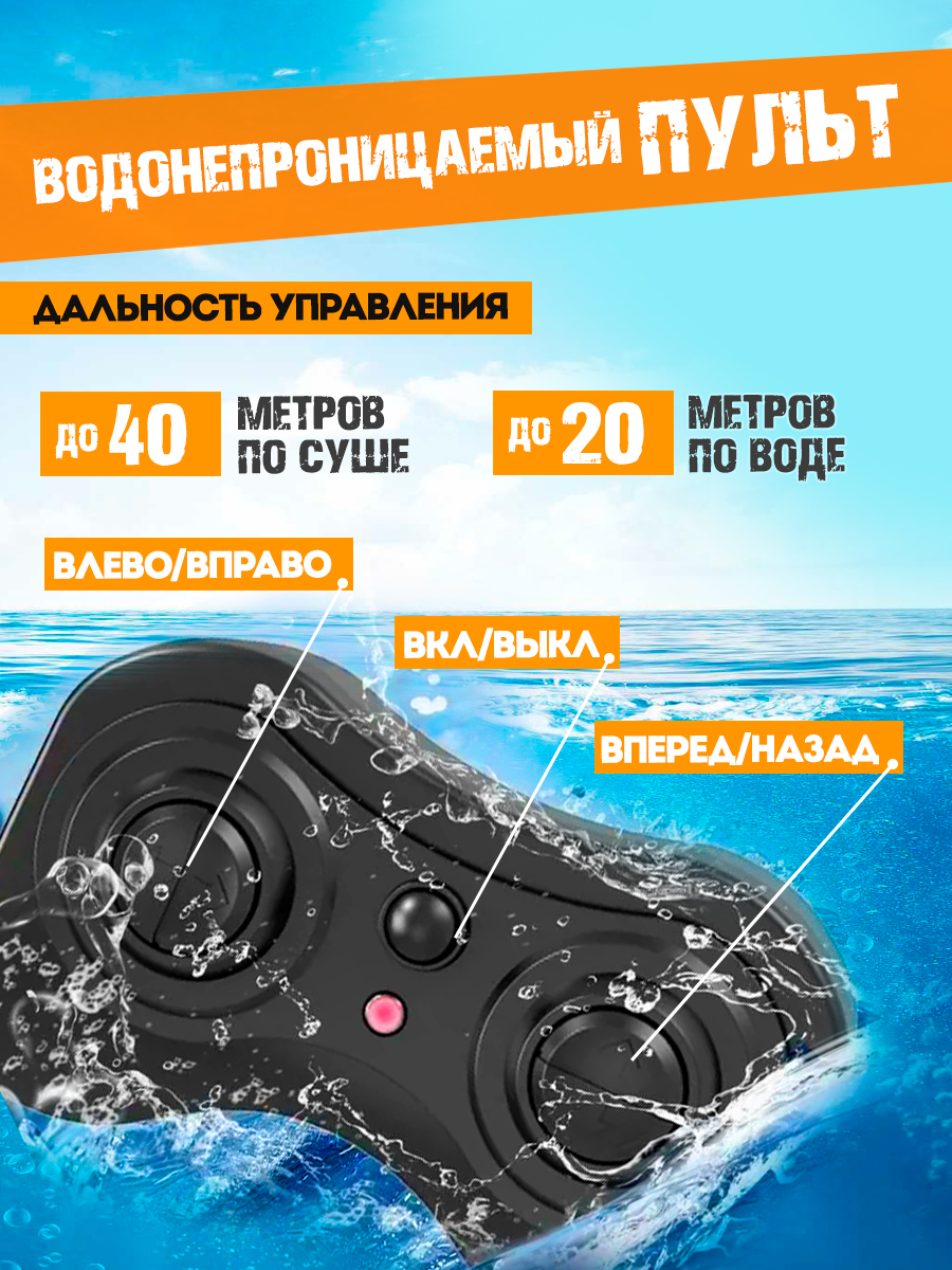 Монстр-трак РУ ToviWish плавающий джип амфибия 1:16 - фото 8