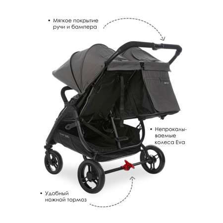 Коляска прогулочная для двойни Valco baby Snap Duo Flatt Matt серый