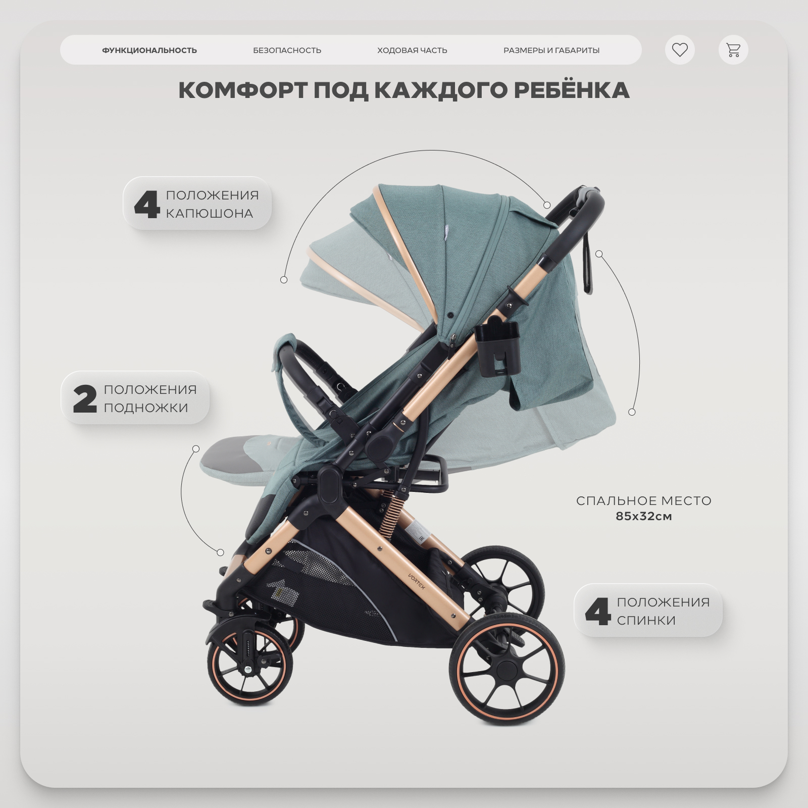 Коляска прогулочная Rant Basic Vortex бирюзовый - фото 3
